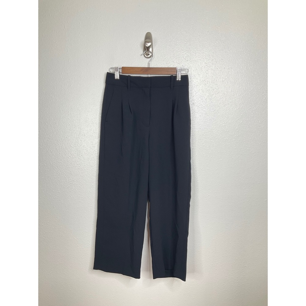 Wilfred Aritzia Effortless Cropped Pants Black Pleated High Waist‎ Trousers 4